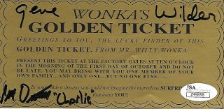Gene Wilder Peter Ostrum Signed Willy Wonka Golden Ticket Jsa With Unsigned 8x10