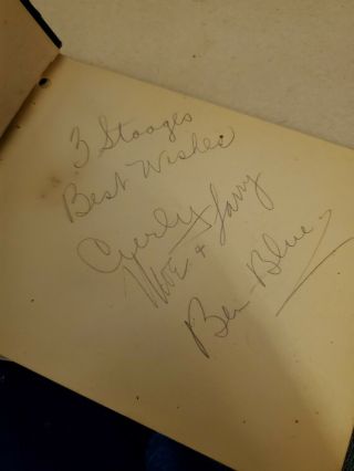 Three Stooges Vintage Album Page Signed By All 3 & Ben Blue Carmen Miranda Verso