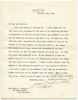 1915 William Howard Taft Typed Letter Signed While Yale Law School Professor