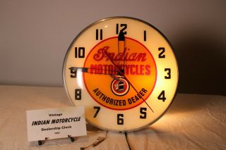 Antique Indian Motorcycle Dealer Clock.  1952