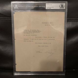 Authentic President Calvin Coolidge Signed Autographed Document - Bas Beckett