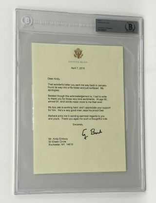 President George H.  W.  Bush Signed 2015 Typed Letter Autographed Beckett Bas Auto