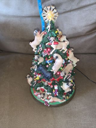 Rare Pug Dog Christmas Tree By Danbury Lighted Figurine Retired Collectible