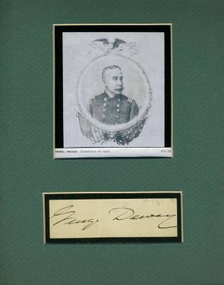 George Dewey Jsa Hand Signed Matted Cut With Photo Autograph