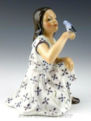 Vintage Dahl Jensen Dj Copenhagen Denmark Figurine 1366 Anne Girl With A Bird