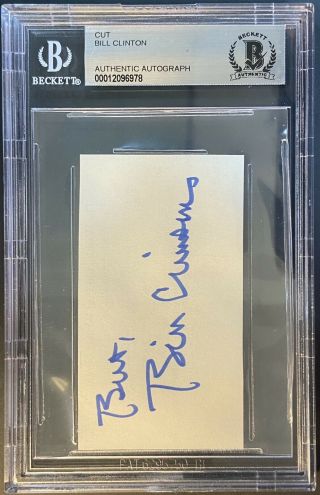 President Bill Clinton Signed Cut Autographed Beckett Bas Authentic Auto