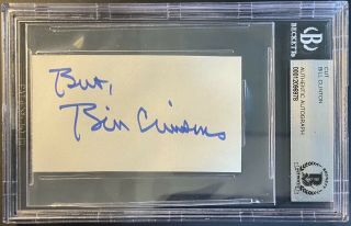 President BILL CLINTON Signed Cut Autographed Beckett BAS Authentic AUTO 2