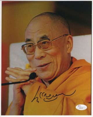 Dalai Lama Autographed Photograph Signed 14th Dalai Lama Of Tibet Jsa Spence