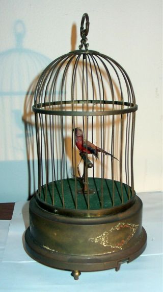 Vintage German Singing Bird Cage Music Box Automaton =watch Video
