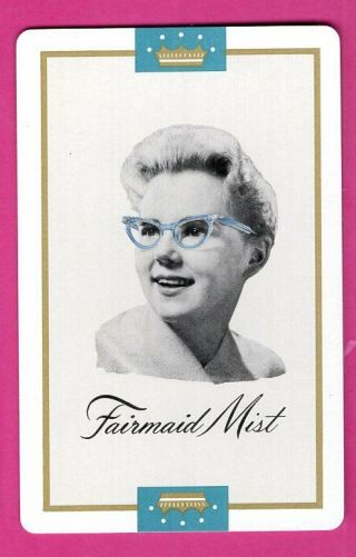 1 Single Swap Playing Card Fairmaid Eyelasses Ad 2 Pretty Lady Model Vintage