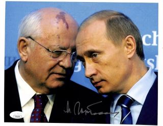 Mikhail Gorbachev With Vladimir Putin Signed Autograph 8x10 Photo Jsa