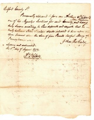 Arthur St Clair,  7th President Of U S In Congress Assembled; 1772 Autograph Doc 