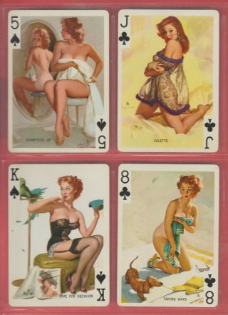 4 Vintage Gil Elvgren Redheads On Pinup Playing Cards 1940s 1950s Deck 8