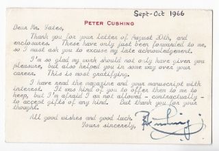 Peter Cushing Signed Autograph - Hammer Horror,  Star Wars,  Dr.  Who Etc