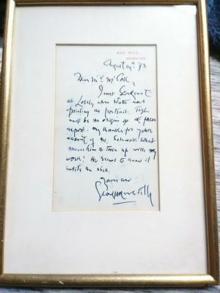 English Novelist & Poet George Meredith Autograph Letter Signed August 14,  1893