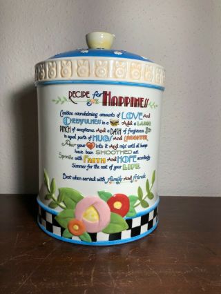 Mary Engelbreit Recipe For Happiness Cookie Jar Kitchen Canister Ceramic 2003
