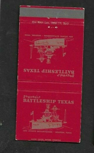 Matchbook Cover U.  S.  Navy Ship Uss Texas Battleship 5819