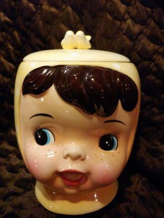 Vintage Napco Miss Cutie Pie Yellow Cookie Jar