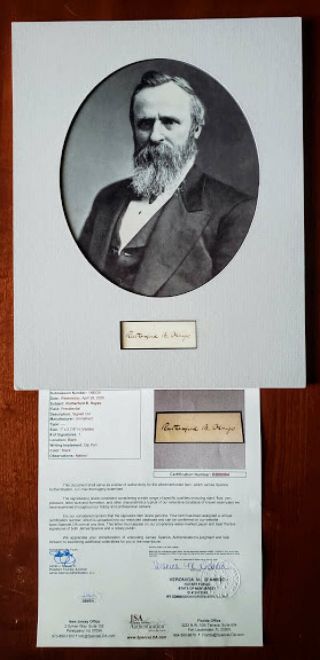Rutherford B Hayes Jsa Loa Hand Signed 11x14 Matted Cut With Photo Autograph