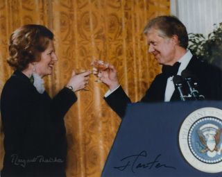 Jimmy Carter & Margaret Thatcher Signed Autographed 8x10 Photo Jsa Historic