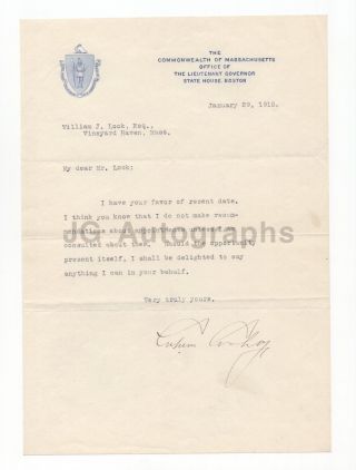 Calvin Coolidge - 30th U.  S.  President - Signed Letter (tls),  1918