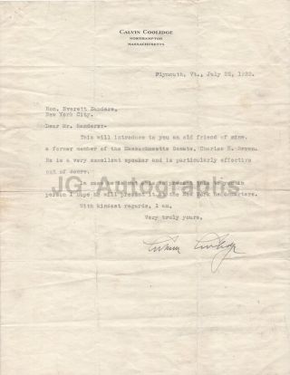 Calvin Coolidge - 30th U.  S.  President - Signed Letter (tls),  1932