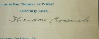 President Theodore Teddy Roosevelt Signed 1908 White House Letter Beckett BAS 2
