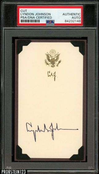 President Lyndon Johnson Signed 3x5 Cut Autographed Psa/dna Auto