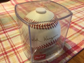 President Ronald Reagan Autographed Mlb Baseball In Uv Case With Pen 1 Of A Kind