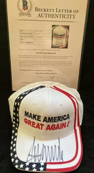 Donald Trump signed Make America Great Again Hat Beckett Letter President 2