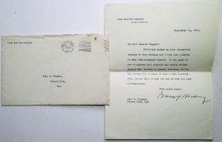 1922 Signed Autograph White House Letter President Warren G Harding Sen.  Taggart