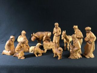 6” Rustic 14 Pc Wood Carved Nativity Set Germany/Oberammergau/Anri?? 2