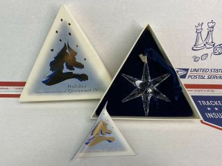 1993 Swarovski Crystal Holiday Christmas Star Snowflake Ornament Orig Box & Cert