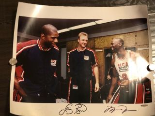Michael Jordan Larry Bird Uda Signed 92 Dream Team 16x20 Kodak Paper