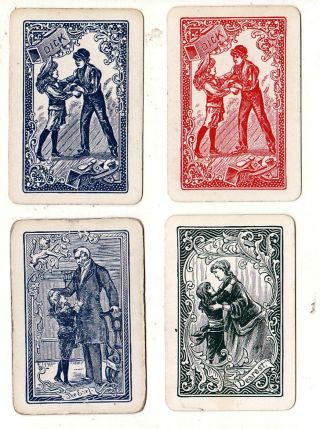 Miniatures : People From Long Ago X 4 Vintage Swap/playing Cards