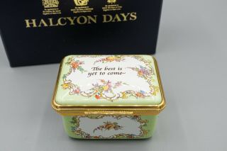 Halcyon Days Enamel Trinket Box – The Best Is Yet To Come – Rectangular,  Floral