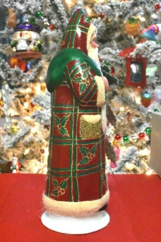 SIGNED Christopher Radko Schaller Tartan Holly Hat Santa Tree Candy Container 2