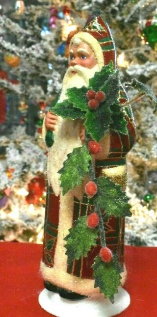 SIGNED Christopher Radko Schaller Tartan Holly Hat Santa Tree Candy Container 3