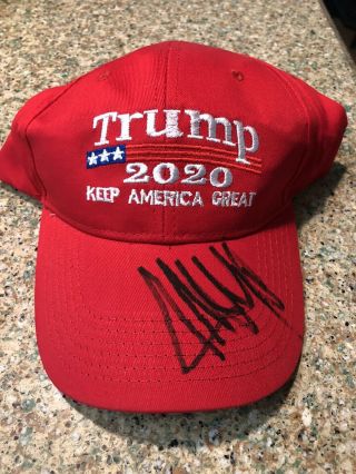 Donald Trump Autographed Signed 2020 Keep America Great Red Hat Maga