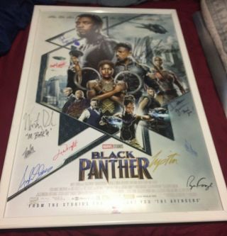 Black Panter Avengers Autograph Cast Signed Premiere Poster Chadwick Boseman Loa
