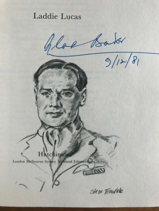 Flying Colors Signed Douglas Bader Battle Of Britain Ace Remarque Pencil Drawing