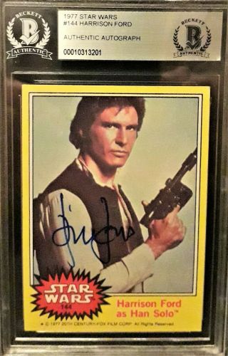 1977 Topps Star Wars 144 Harrison Ford Signed Auto Authentic Opx Beckett Bas