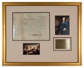Robert Morris Signed North American Land Stock Certificate - Museum Grade Framed
