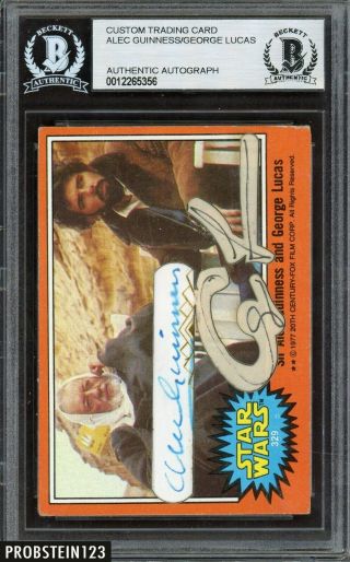 George Lucas & Alec Guinness Signed Star Wars Custom Trading Card Bgs Bas Auto