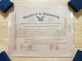 President Warren Harding hand signed 1922 Presidential appointment 2
