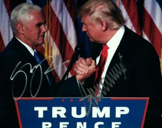 Donald Trump Mike Pence Autographed 8x10 Photo Really Signed Photo And