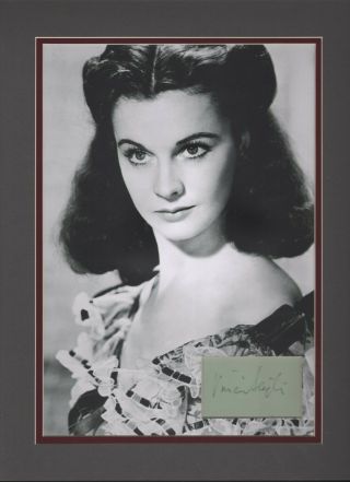 Vivien Leigh Autograph.  Custom Matted Vintage Signature.  Gone With The Wind.