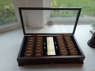 24 Karat Plated House of Faberge Imperial 36 Piece Dominoes Set 2