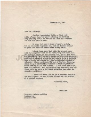 Calvin Coolidge - 30th U.  S.  President - Signed Letter (TLS),  1931 2
