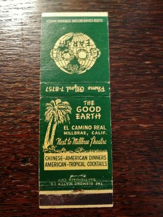 Vintage Matchcover: The Good Earth Restaurant & Tiki Bar,  Millbrae,  CA 07 2